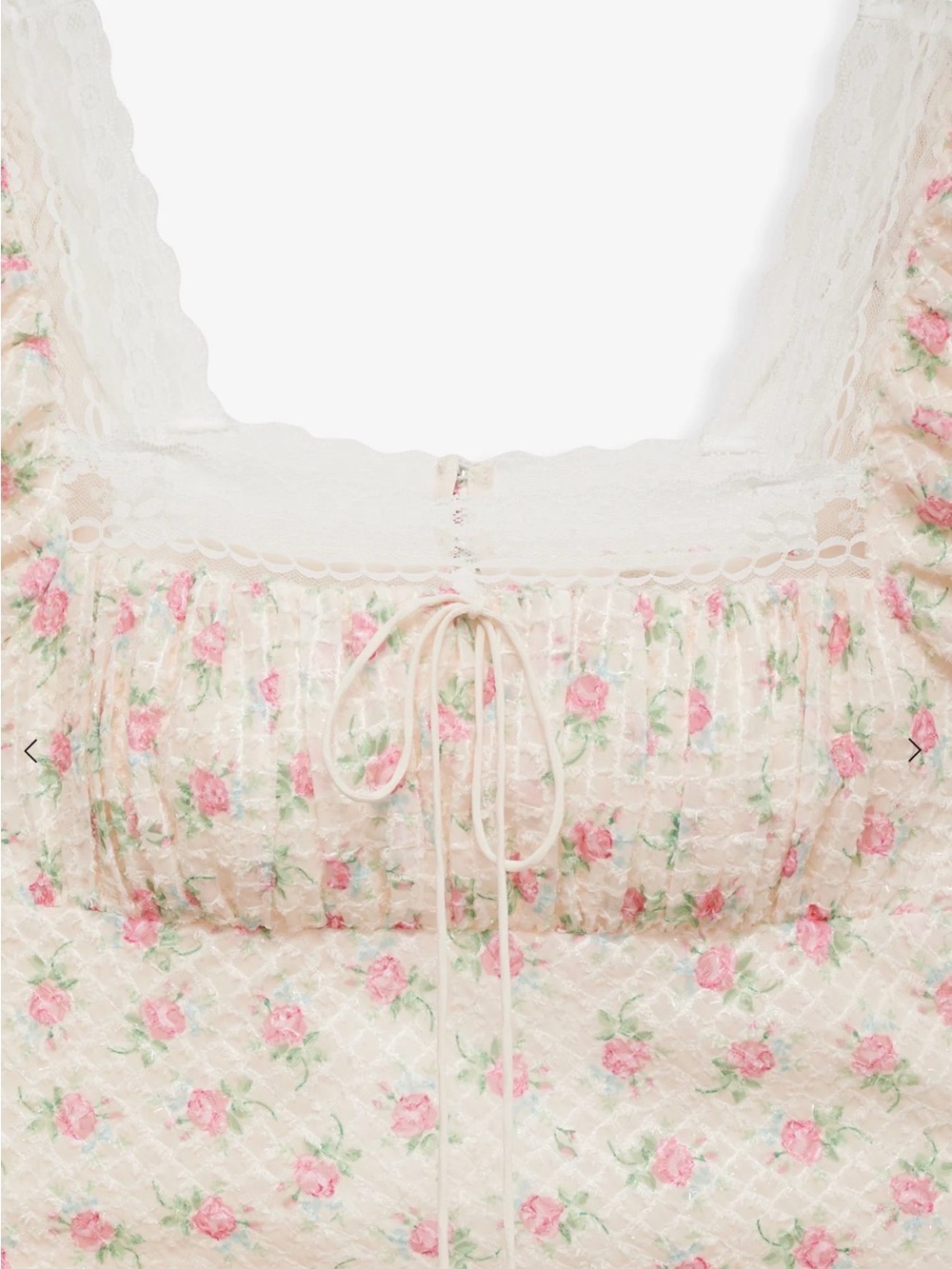 For Love & Lemons Cream Mini Dress with Pink Floral Print - Picture 3 of 13